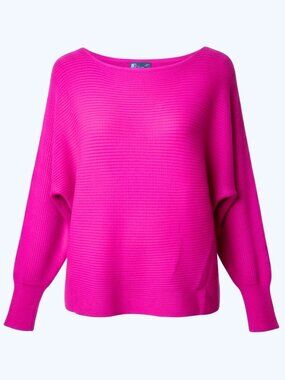 Bright Pink Sweater, Large, JC Penny, Cute, Summer, Knit, Boatneck